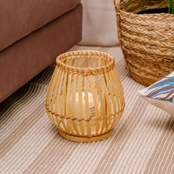 Bamboo woven candle holder lantern - small