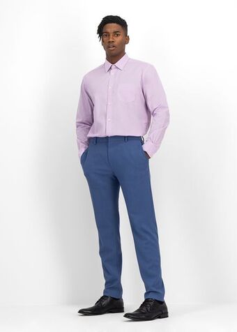 Blue slim fit viscose blend suit trousers