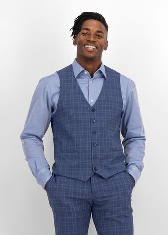 Check slim fit viscose blend waistcoat