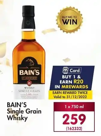 Makro’s liquor Bain's Single Grain Whisky 750ml offer