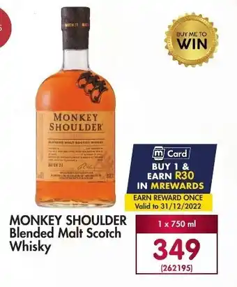 Makro’s liquor Monkey Shoulder Blended Malt Scotch Whisky 750ml offer