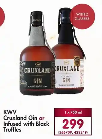 Makro’s liquor KWV Cruxland Gin or Infused with Black Truffles 750ml offer