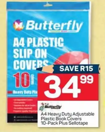 Pick n Pay Butterfly A4 Heavy duty Adjustable Plastic Book Covers 10-pack Plus Sellotape offer