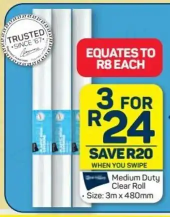 Pick n Pay Medium Duty Clear Roll 3 x 3m x 480mm