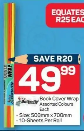 Pick n Pay Butterfly Book Cover wrap assorted 500mm x 700mm 10-sheets per roll offer