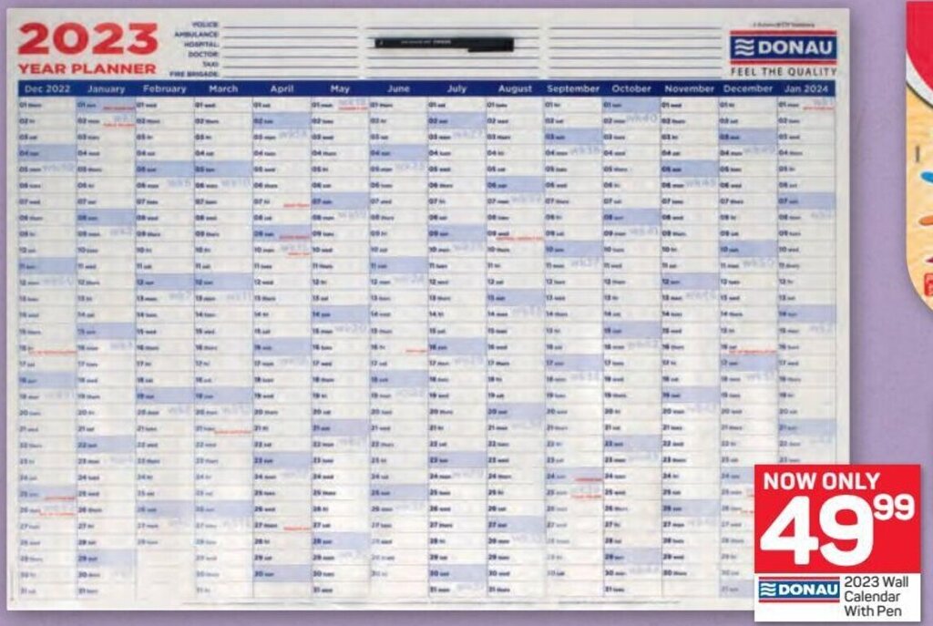 Donau 2023 Wall Calendar with Pen offer at Pick n Pay