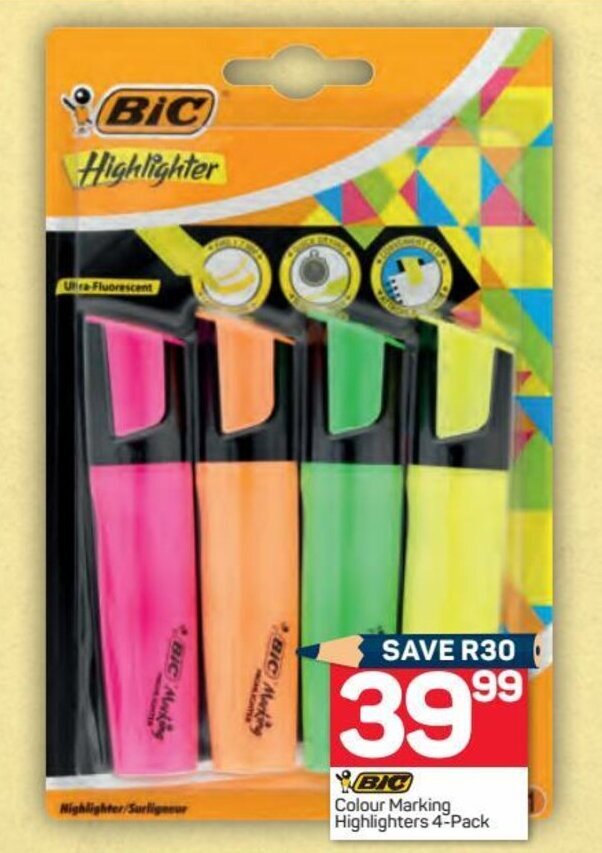 BIC Colour Marking Highlighters 4pack offer at Pick n Pay