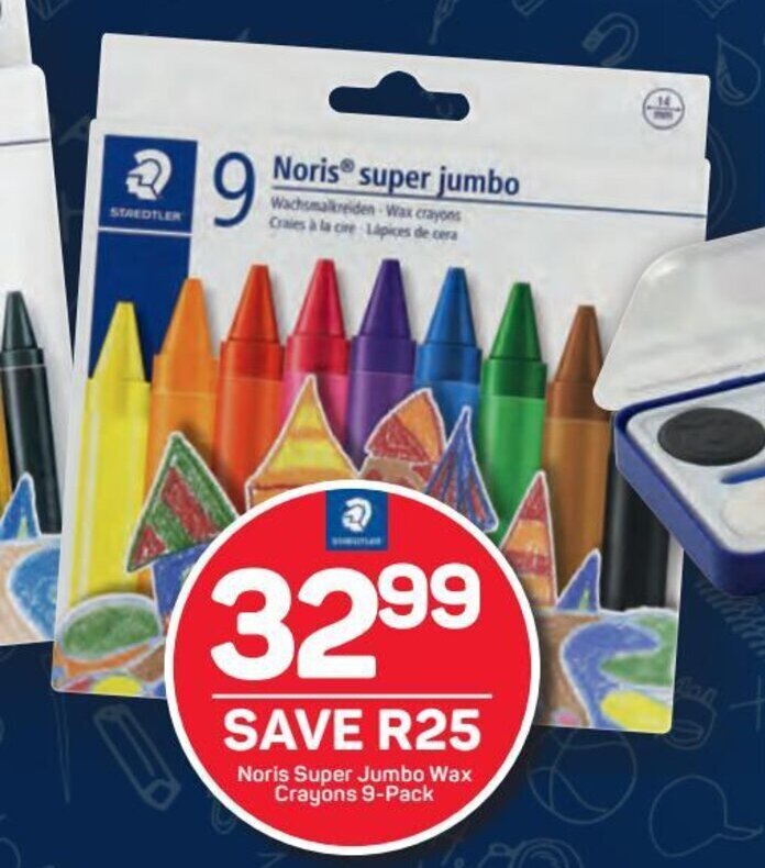 Staedtler Noris Super Jumbo Wax Crayons 9pack offer at Pick n Pay