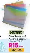 Kenzel carry folders a4 assorted colours-each