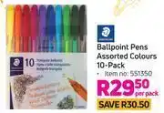 Game Staedtler ballpoint pens (assorted colours) 10 pack-per pack offer