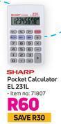 Sharp pocket calculator el 231l