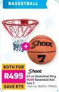 Game Shoot 43cm basketball ring plus basketball ball (size 7)-for both offer