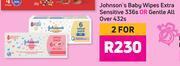Game Johnson's baby wipes extra sensitive 336s or gentle all over 432s-for 2 offer