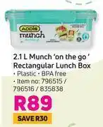 Addis 2.1l munch 'on the go' rectangular lunch box