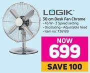 Game Logik 30cm desk fan chrome offer