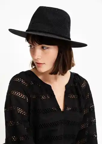 Plait trim knit panama hat