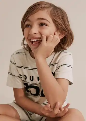 Woolworths Organically grown cotton stripe logo pyjama set offer