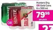 Game Hunters dry or gold cans-6 x 300ml per pack offer
