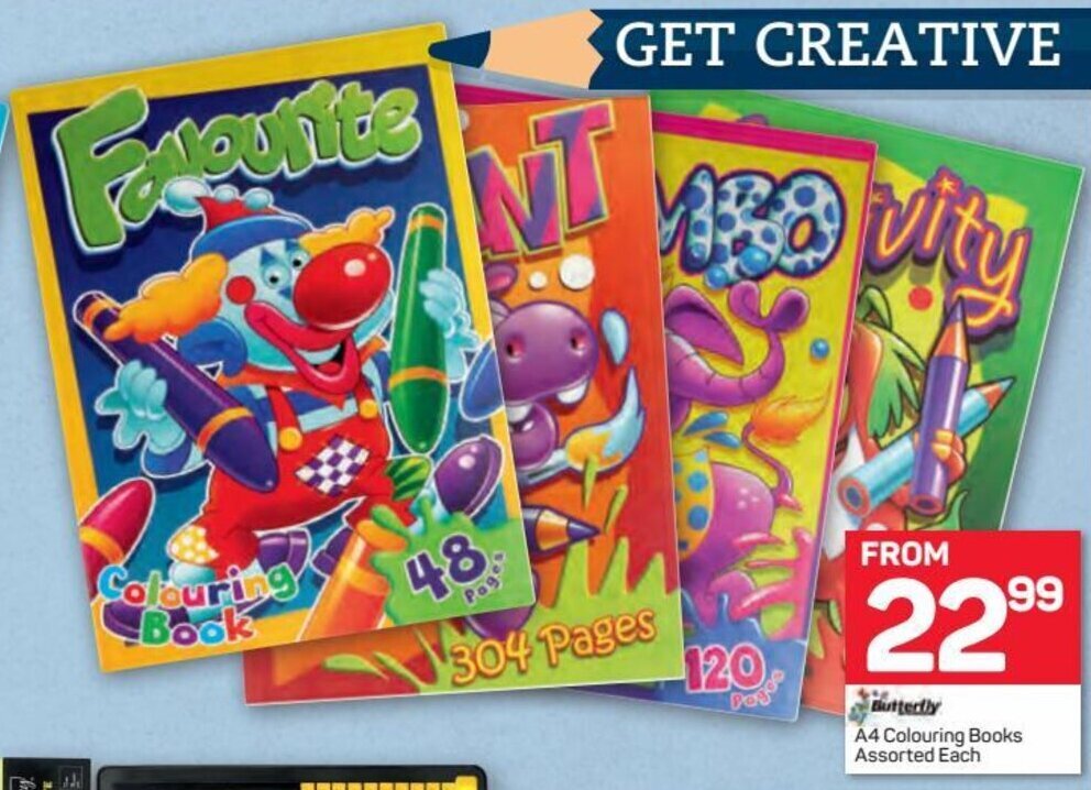 Butterfly A4 Colouring Books Assorted offer at Pick n Pay