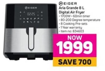 Game Eiger Aria Grande 8L Digital Air Fryer offer