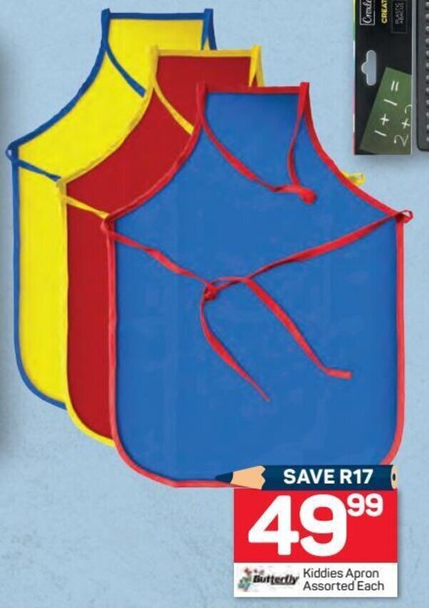 Butterfly Kiddies Apron Assorted offer at Pick n Pay