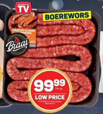 Pick n Pay PnP Bulk Country Classic Boerewors per kg offer