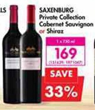 Makro Saxenburg Private Collection Cabernet Sauvignon or Shiraz 750ml offer