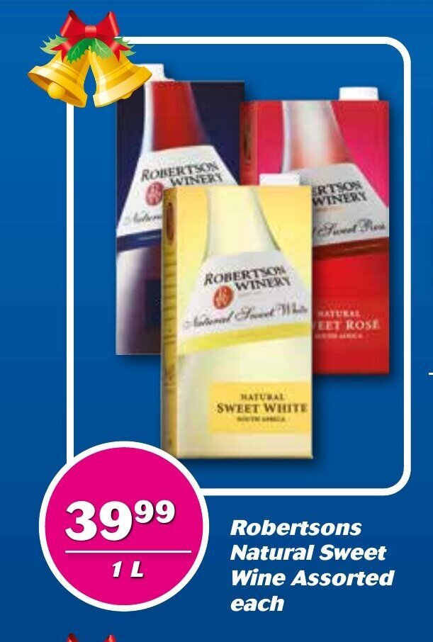 Robertson Winery Natural Sweet Wine assorted 1L offer at Cambridge Liquor