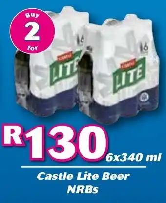 Castle Lite Beer NRBs 2 x 6 x 340ml