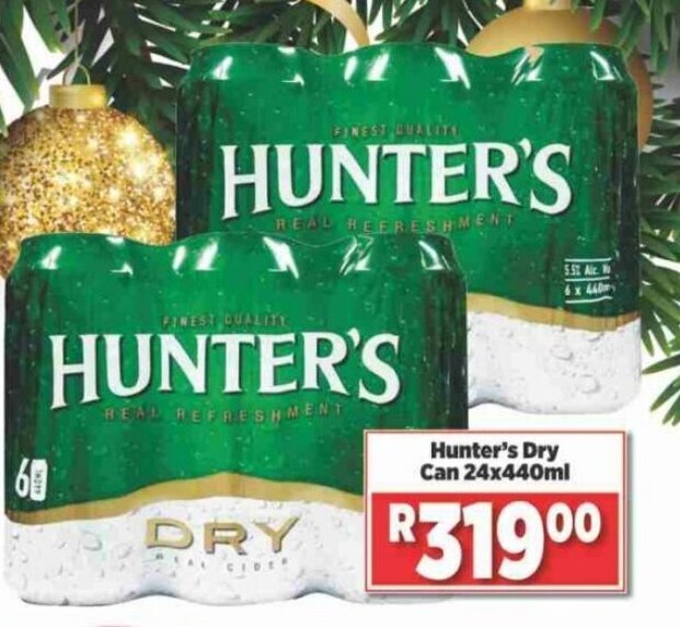 Hunter's Dry Cans 24 x 440ml offer at Big Save Liquor