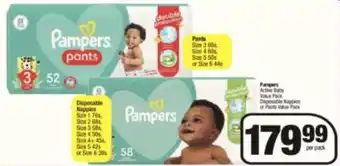 Spar Pampers Active Baby Disposable Nappies or Pants Value Pack offer