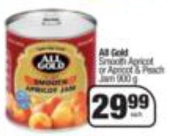 Spar All Gold Smooth Apricot or Apricot & Peach Jam 900g offer