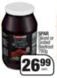 Spar Sliced or Grated Beetroot 780g