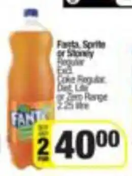 Spar Fanta, Sprite or Stoney Regular 2 x 2.25 litre offer