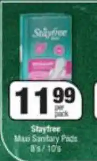 Spar Stayfree maxi sanitary pads offer