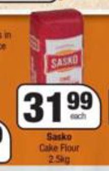 Spar Sasko cake flour offer