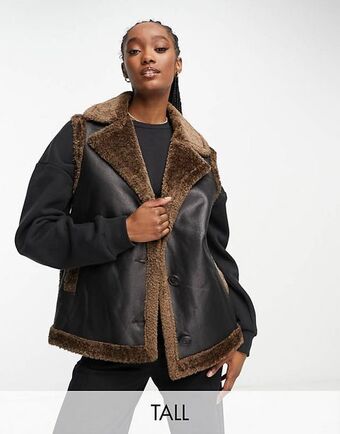 Asos Urbancode tall faux shearling gilet in brown offer