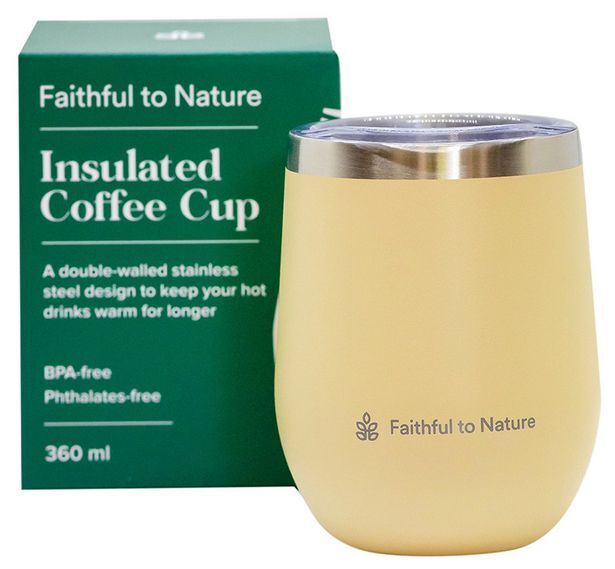 Faithful to nature insulated coffee cup offer at Faithful to Nature