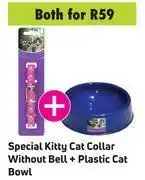 Game Special kitty cat collar without bell + plastic cat bowl-both for offer