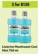 Game Listerine mouthwash cool mint-for 2 x 750ml offer