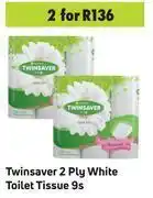 Game Twinsaver 2 ply white toilet tissue-for 2 x 9's pack offer