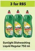 Game Sunlight dishwashing liquid regular-for 3 x 750ml offer