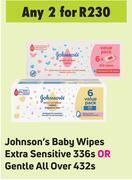 Game Johnson's baby wipes extra sensitive 336s or gentle all over 432s-for 2 offer