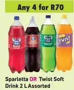 Game Sparletta or twist soft drink assorted-for 4 x 2l offer