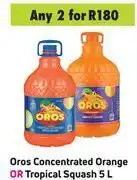 Game Oros concentrated orange or tropical squash-for 2 x 5l offer