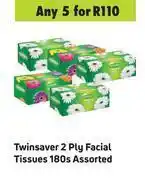 Game Twinsaver 2 ply facial tissues assorted-for any 4 x 180's pack offer