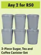 Game 3-piece sugar, tea and coffee canister set- for any 2 offer