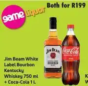 Game Jim beam white label bourbon kentucky whiskey 750ml + coca cola 1l-for both offer