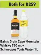 Game Bain's grain cape mountain whisky 750ml + schweppes tonic water 1l-both for offer