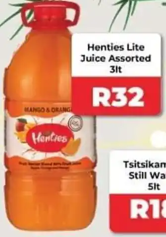 1UP Henties Lite Juice Assorted 3L offer